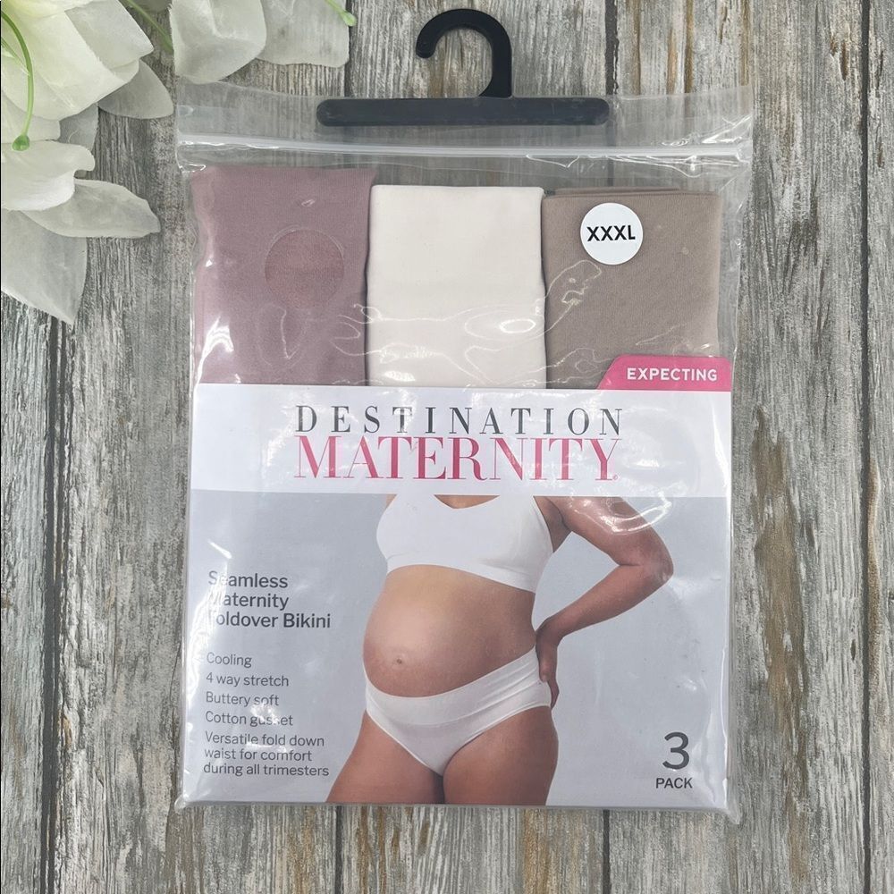 Women’s Destination Maternity Foldover Bikini Panty 3-Pack Size XXXL